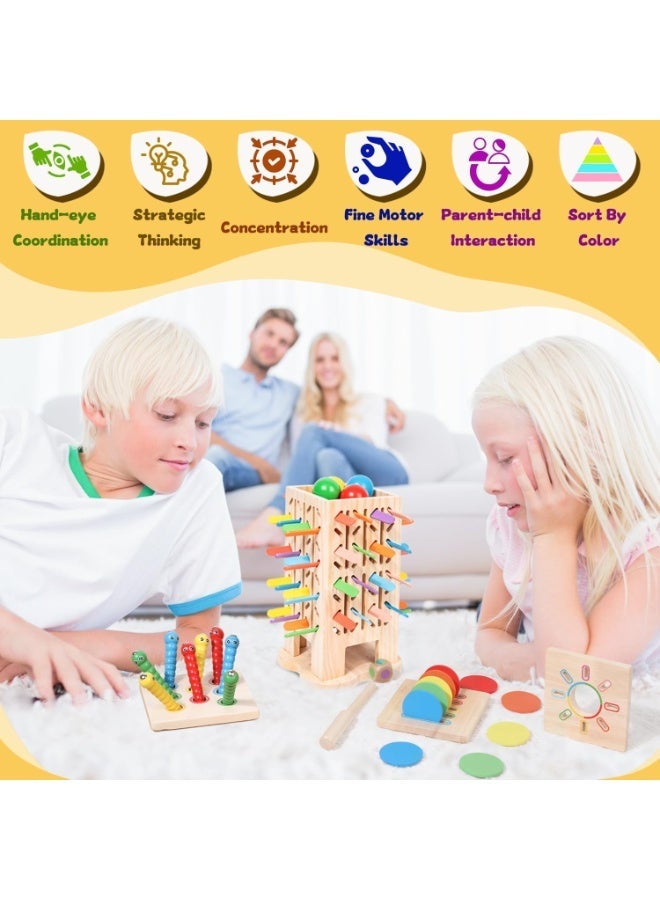 يلا جوي Montessori Wooden Board Games, Multifunctional Children's Toys, Sticks Dice Game & Wooden Learning Color Sorting Toys for Kids 3-6 Years, Builds Fine Motor Skills & Counting & Color Sorting - Image 5