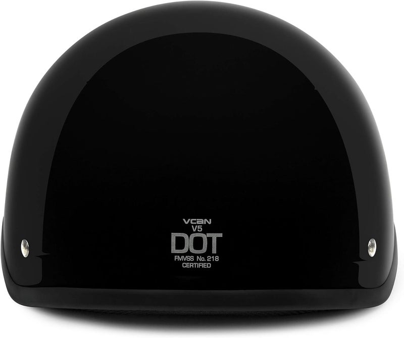 VCAN Cruiser Solid Half Face Motorcycle Helmet - Gloss Black - Image 5