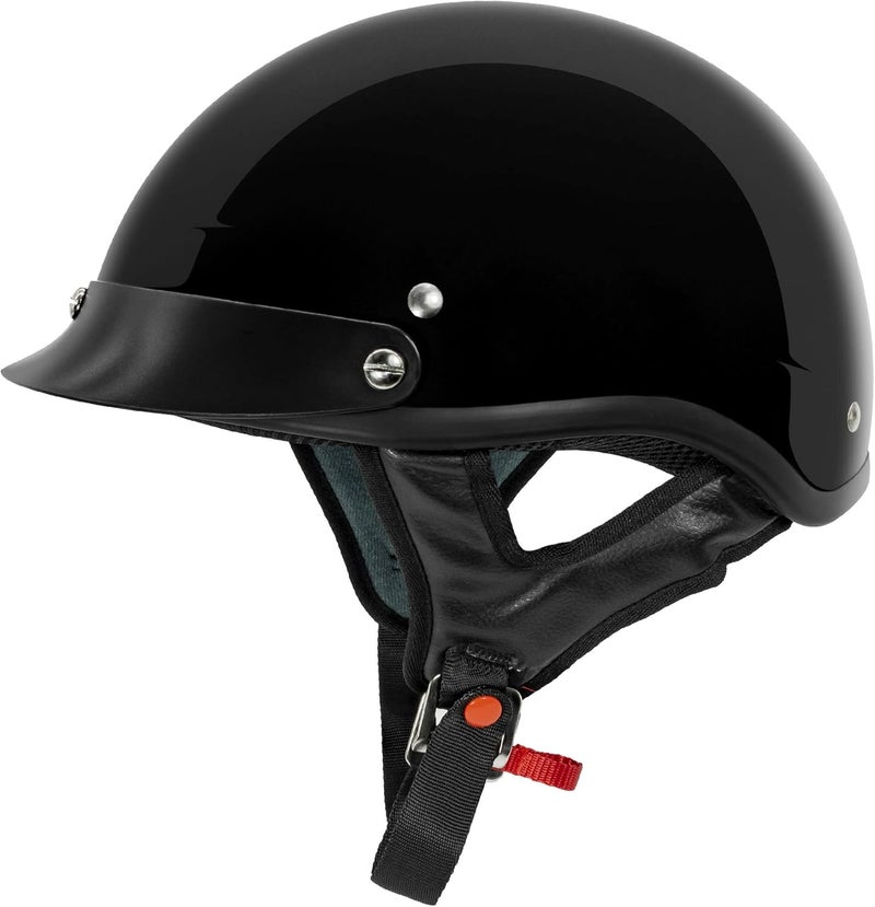 VCAN Cruiser Solid Half Face Motorcycle Helmet - Gloss Black - Image 1