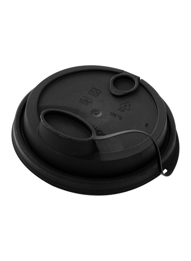 Restaurantware LIDS ONLY: Bev Tek Lids For 12-, 16-, 24-OZ Coffee Cups, 500 Leakproof Beverage Lids - 2-In-1 Design, Attached Stoppers, Black Plastic Disposable Lids, Cups Sold Separately - Image 1
