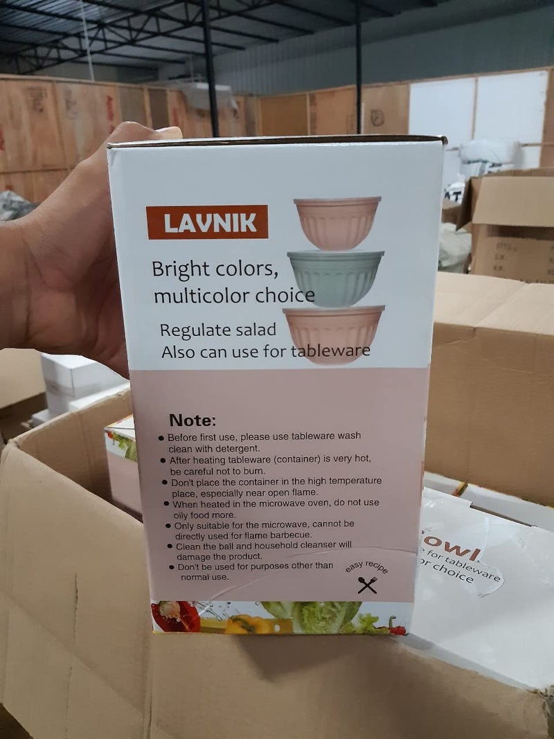 LAVNIK 3 Pcs Assorted Storage Salad Bowls Melamine with Clear Airtight Lids for Keep Fresh Small Mixing Serving Bowls Non Slip Microwave Safe Freezer Safe for Home Kitchen Round Container Multi - Image 4