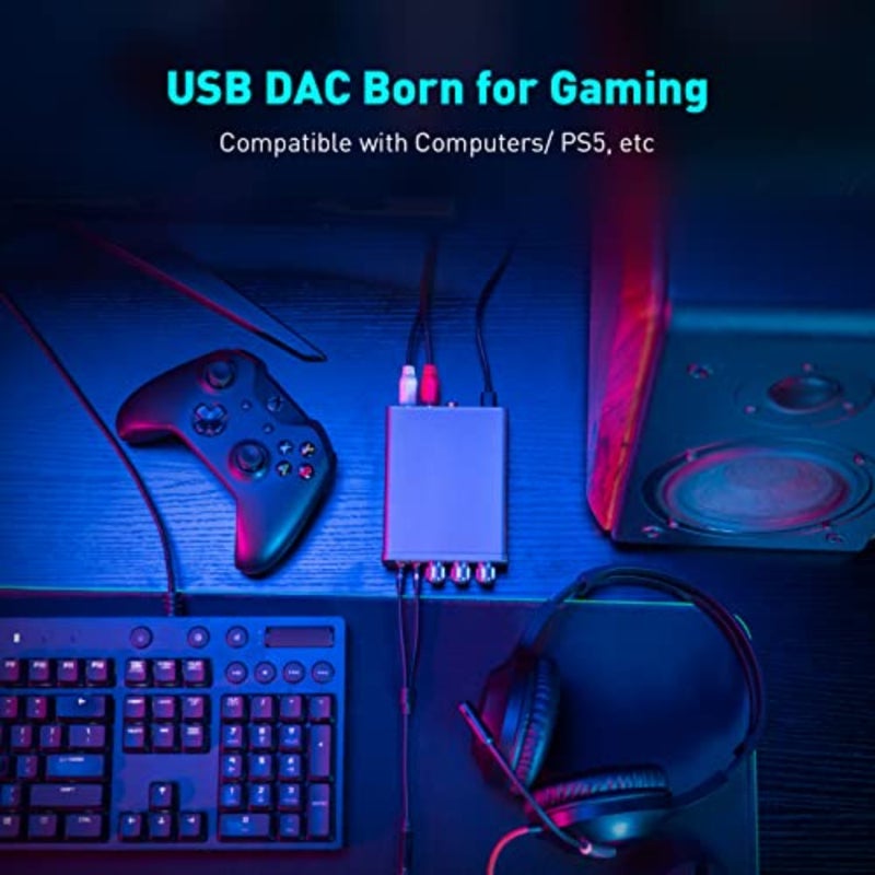 K5 Pro Gaming DAC Headphone Amplifier Mini Hi-Fi Stereo Digital-to-Analog Audio Converter USB Type C/Optical/Coaxial to RCA/3.5MM AUX for PS5/PC/MAC/Computer - Image 4