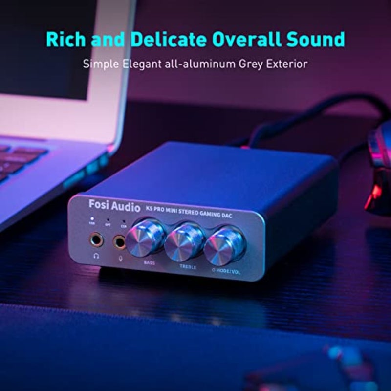 K5 Pro Gaming DAC Headphone Amplifier Mini Hi-Fi Stereo Digital-to-Analog Audio Converter USB Type C/Optical/Coaxial to RCA/3.5MM AUX for PS5/PC/MAC/Computer - Image 3