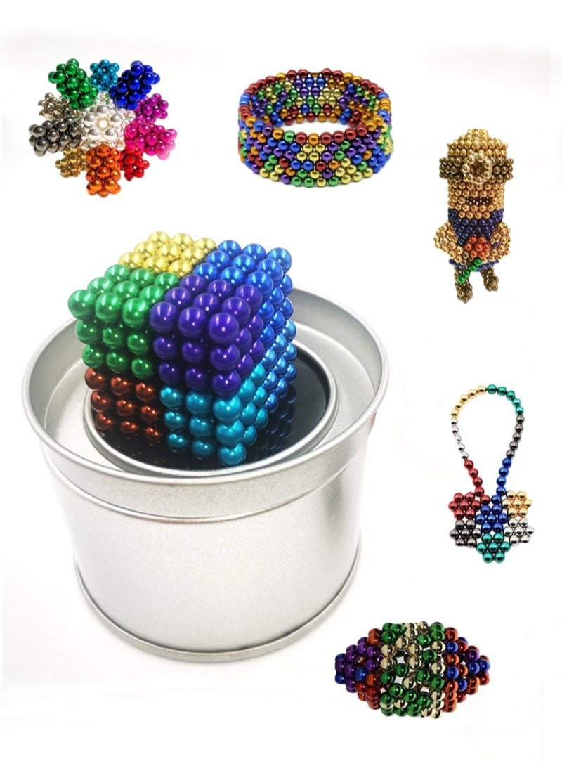 Furtey 216 Pieces Round Magnetic Educational Toys Set with 8 Different Colors , Desk Decor Sculpture Toys , Stress Relief Desk Toys Intelligence Development and Stress Relief Decor Fidget Toys - Image 1