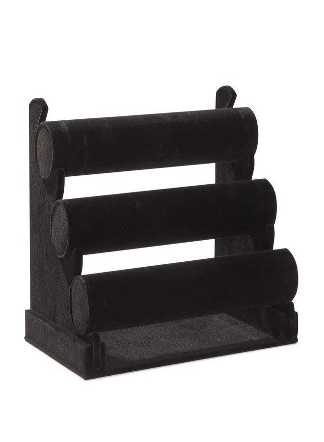 Juvale 3-Tier Velvet Bracelet Holder Stand - Soft Velvet Jewelry Organizer & Display - Secure Detachable Multi-Tier Bracelet Storage - Compact Necklace Holder & Bangle Rack - Black, 12 x 9 x 7 in - Image 1