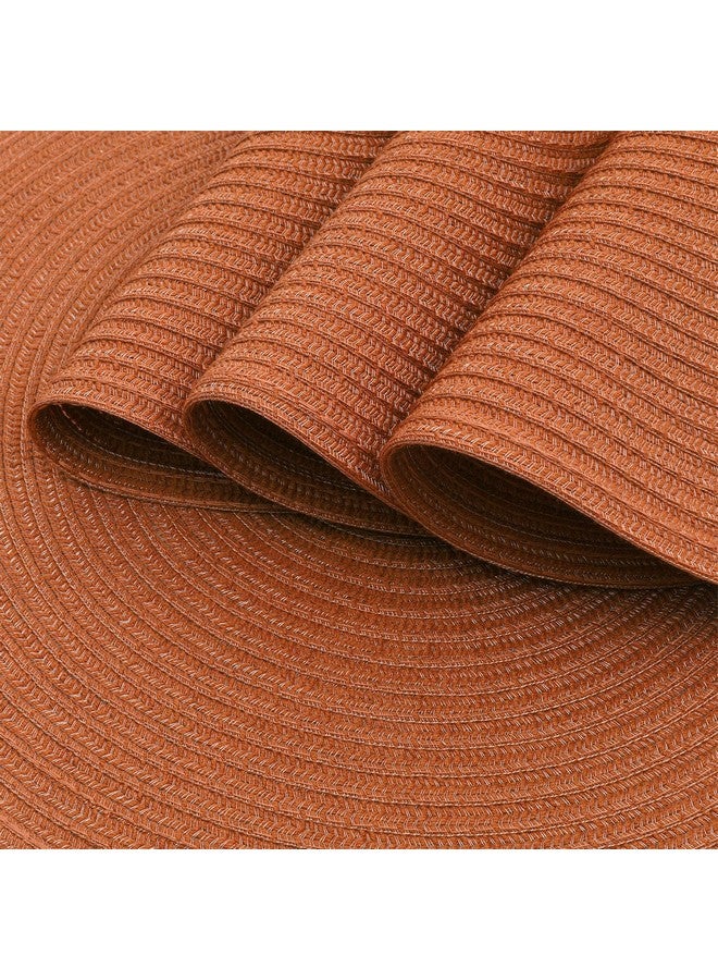 SHACOS Round Placemats Set of 6 Washable 15 inch Round Fall Placemats Cotton Polyester Woven Braided Table Place Mats for Dining Table Decor, Dark Orange - Image 2