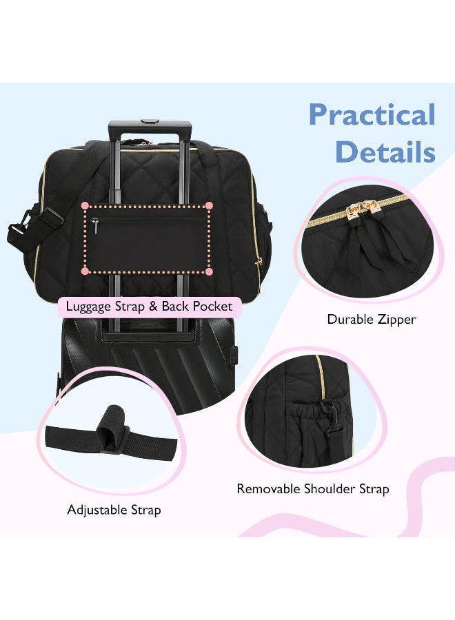 MOMMORE mommore Diaper Bag Tote Large Expandable Baby Travel Tote for 2 Kids Twins, Quilted Hospital Bag for Mom, Weekender  - Image 4
