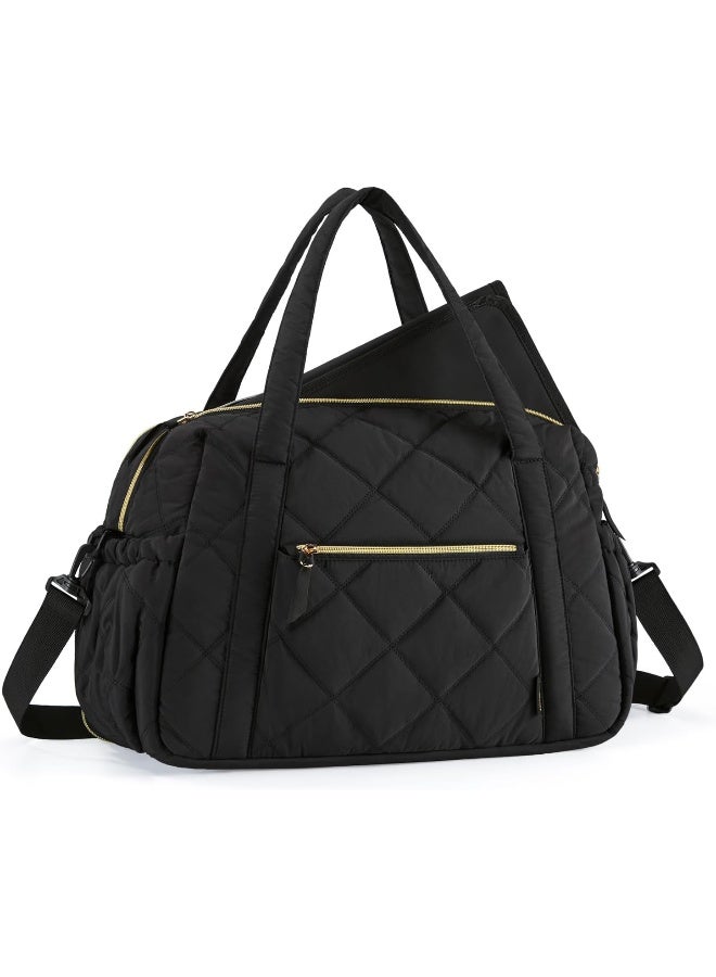 MOMMORE mommore Diaper Bag Tote Large Expandable Baby Travel Tote for 2 Kids Twins, Quilted Hospital Bag for Mom, Weekender  - Image 1