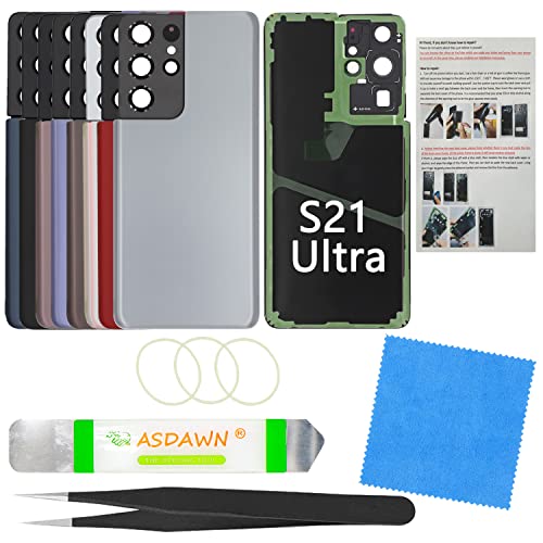 ASDAWN Galaxy S21 Ultra Rear Glass Back Cover Replacement for Samsung Galaxy S21 Ultra 5G SM-G998 All Carriers (Phantom Titanium) - Image 1