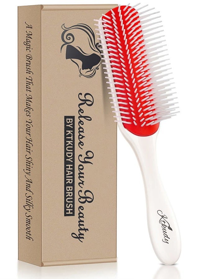 KTKUDY 9 Row Detangling & Defining Brush for Wavy, Curly or Coily Hair by KTKUDY - Blow-Drying, Styling & Finishing Brush for Shaping and Separating Curls - Image 1