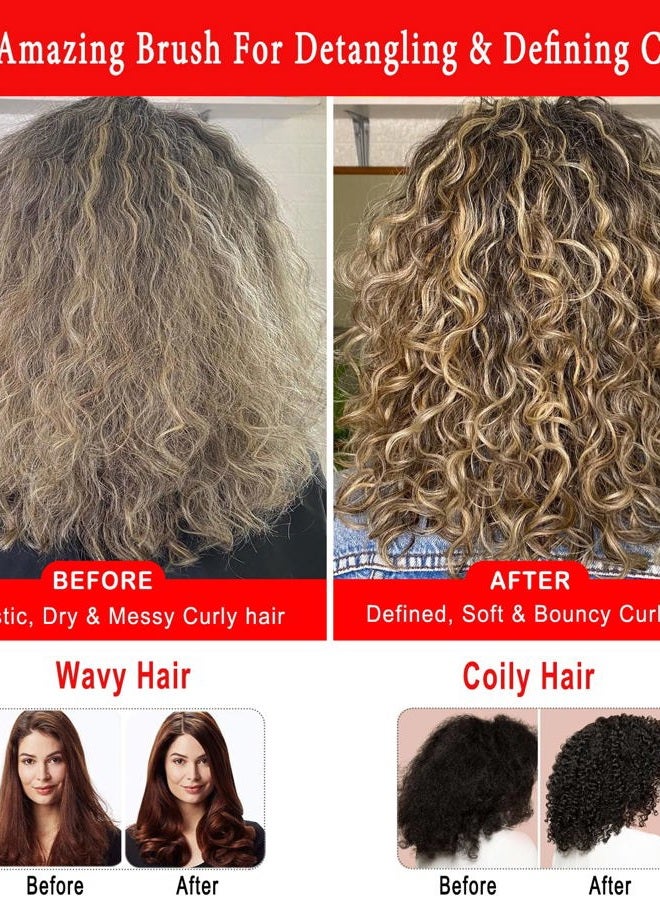 KTKUDY 9 Row Detangling & Defining Brush for Wavy, Curly or Coily Hair by KTKUDY - Blow-Drying, Styling & Finishing Brush for Shaping and Separating Curls - Image 2