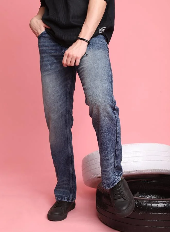 Take Two Styli Men Mid Rise Whisker Effect Bootcut Jeans By Bene Kleed