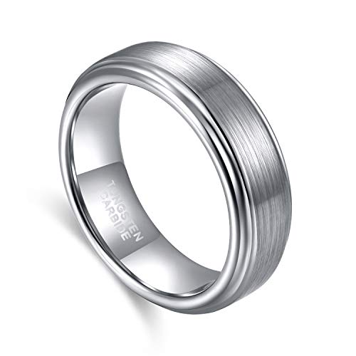TRUMIUM 6mm Silver Plated Rings for Men Women Tungsten Wedding Bands Matte Finished Engagement Promise Ring Comfort Fit Size 9 - Image 2
