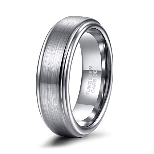 TRUMIUM 6mm Silver Plated Rings for Men Women Tungsten Wedding Bands Matte Finished Engagement Promise Ring Comfort Fit Size 9 - Image 1
