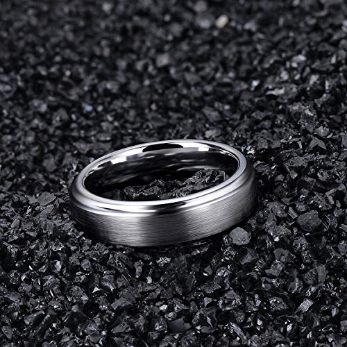 TRUMIUM 6mm Silver Plated Rings for Men Women Tungsten Wedding Bands Matte Finished Engagement Promise Ring Comfort Fit Size 9 - Image 3
