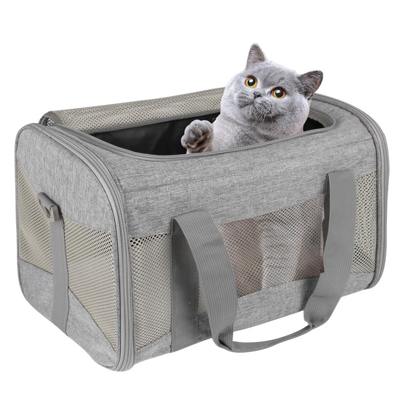 Top tasta Cat Carrying Case Pet Carrier Airline Approved Protable and Breathable Pet Travel Carrier Removable Fleece Pad Collapsible Cat Carrier Dog Carrier for Medium Cats Small Cats Dogs 171111 grey - Image 2