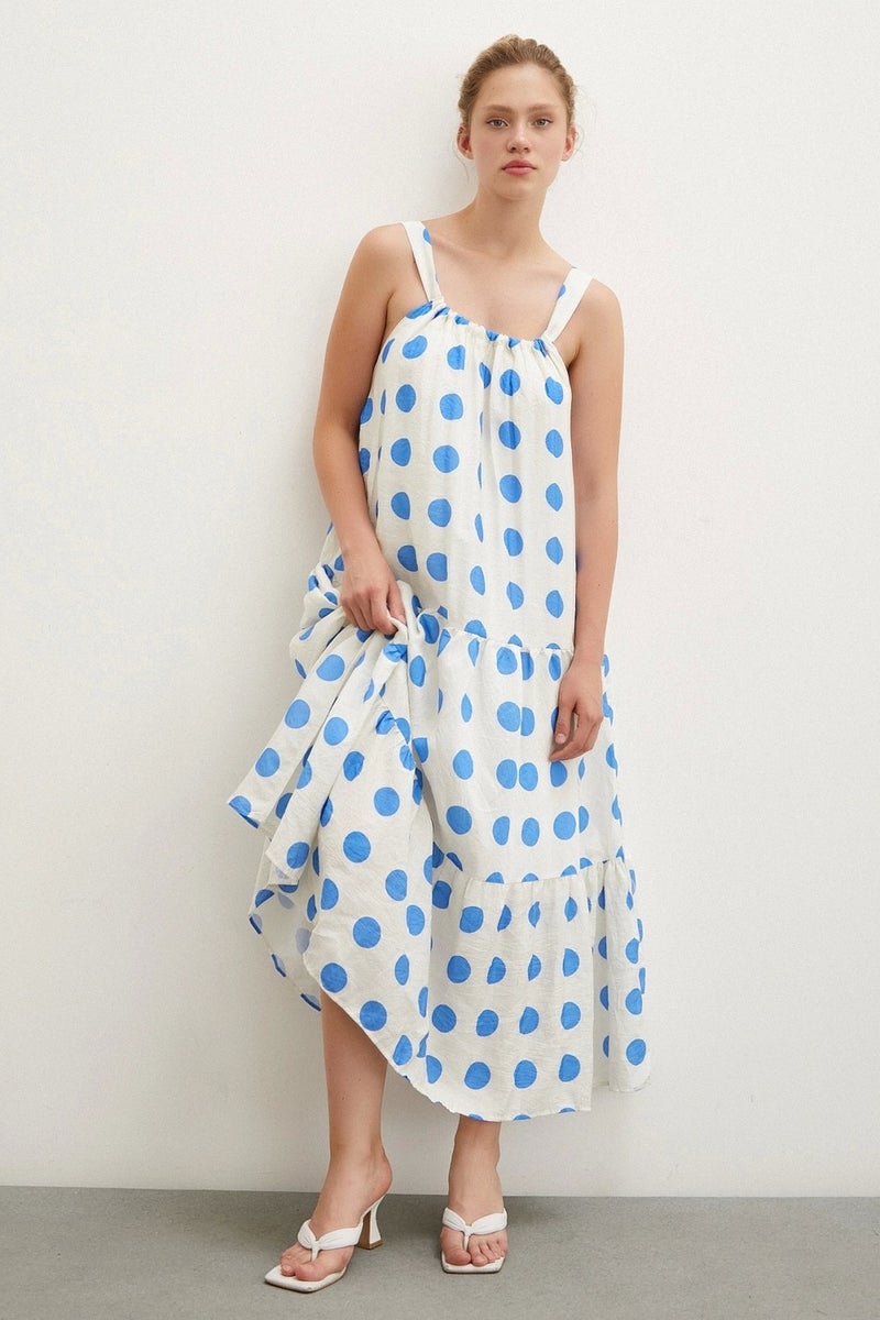 Never More Strapless Polka Dot Dress White - Image 1