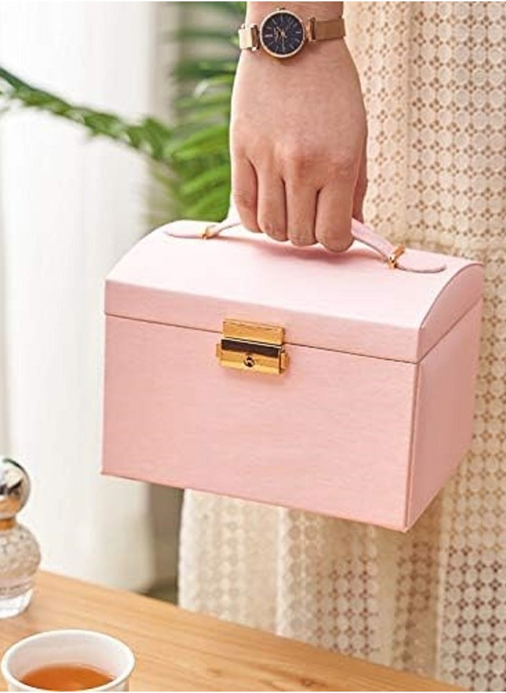Gerenic - Jewellery Box, Lockable Jewellery Storage Box, Women's Jewellery Box with 2 Drawers and 3 Layers, Storage for Watch, Necklace, Ring, Bracelet, Gift Idea - Image 1