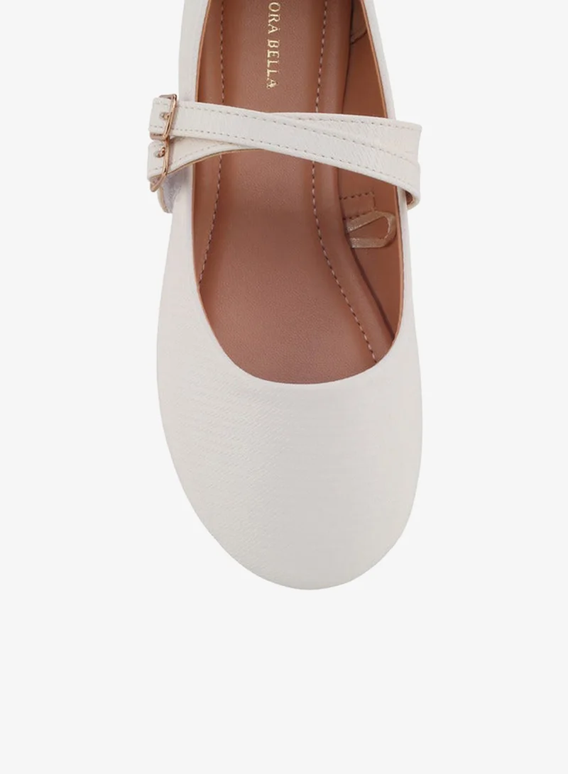 Flora Bella By Shoexpress WHITE Flora Bella Girls Textured Mary Jane Shoes for Women | Best Price UAE