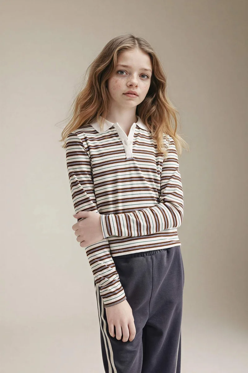 DeFacto Girl Slim Fit Long Sleeve Polo T-Shirt