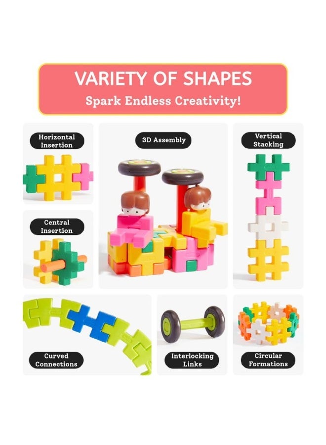 MiDeer Big Waffle Blocks Building Set for Kids – 82 Piece Construction Blocks with Accessories, 2D & 3D Creative Building Toy with Storage Bucket, STEM Educational Building Blocks for Children Age 3+ - Image 2