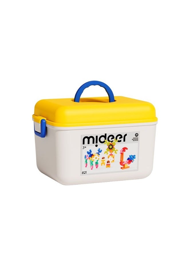 MiDeer Big Waffle Blocks Building Set for Kids – 82 Piece Construction Blocks with Accessories, 2D & 3D Creative Building Toy with Storage Bucket, STEM Educational Building Blocks for Children Age 3+ - Image 1