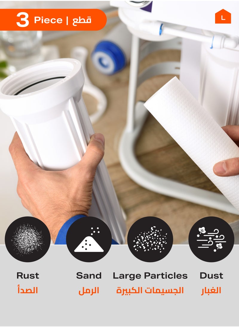 LAWAZIM - Water Filter - 3 Piece 100g - Set with Multi-Stage Filtration (PP, UDF & CTO) for High Capacity and Long-Lasting Performance, Easy to Install Replacement for Home Water Purification Systems - Image 1