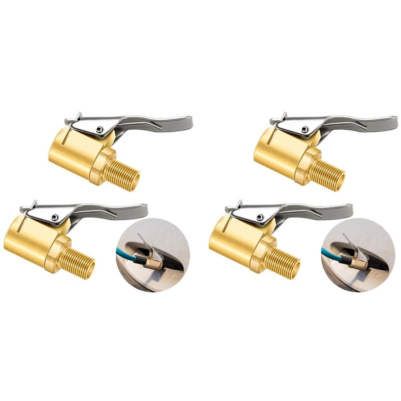 STHIRA ® 6 قطع محول صمام هواء إطار من النحاس مع قفل آمن، 250 PSI فوهة ثقيلة للسيارة والدراجة النارية والدراجة، ملائمة عالمياً لمقاييس الضغط وضواغط الهواء، ذهبية - Image 1