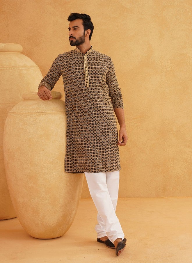 Sojanya Ethnic Motifs Embroidered Pure Cotton Kurta for Men - Image 1