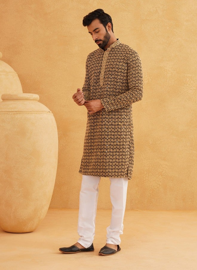 Sojanya Ethnic Motifs Embroidered Pure Cotton Kurta for Men - Image 5