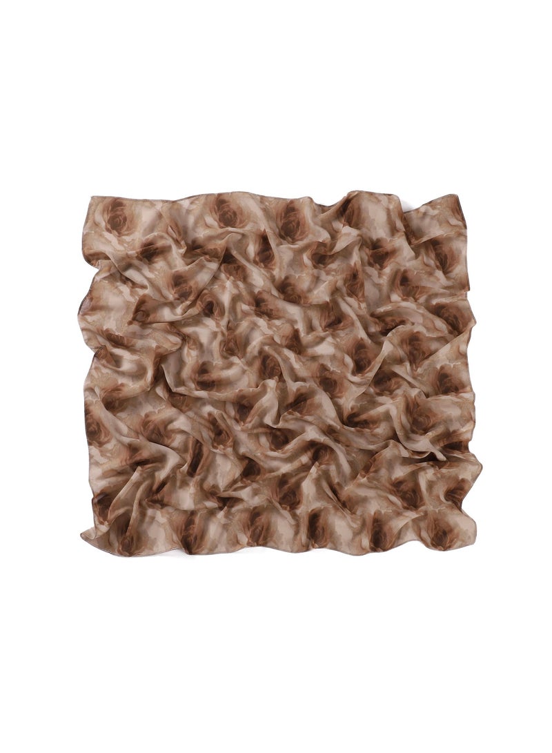 KUYING New Art Plaid Scarf Printed Pearl Chiffon Small Square Scarf Shawl Fragmented Flower Vintage Scarf Headband  - Image 1