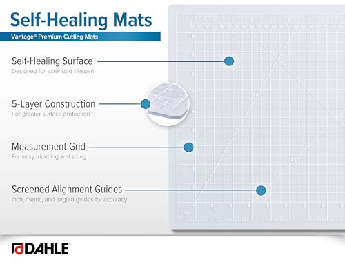 Dahle Vantage 10680 See-Through Premium Self-Healing Cutting Mat, 9"x12", 1/2" Grid, 5 Layers for Max Healing, Perfect for Crafts & Sewing, Clear - Image 4