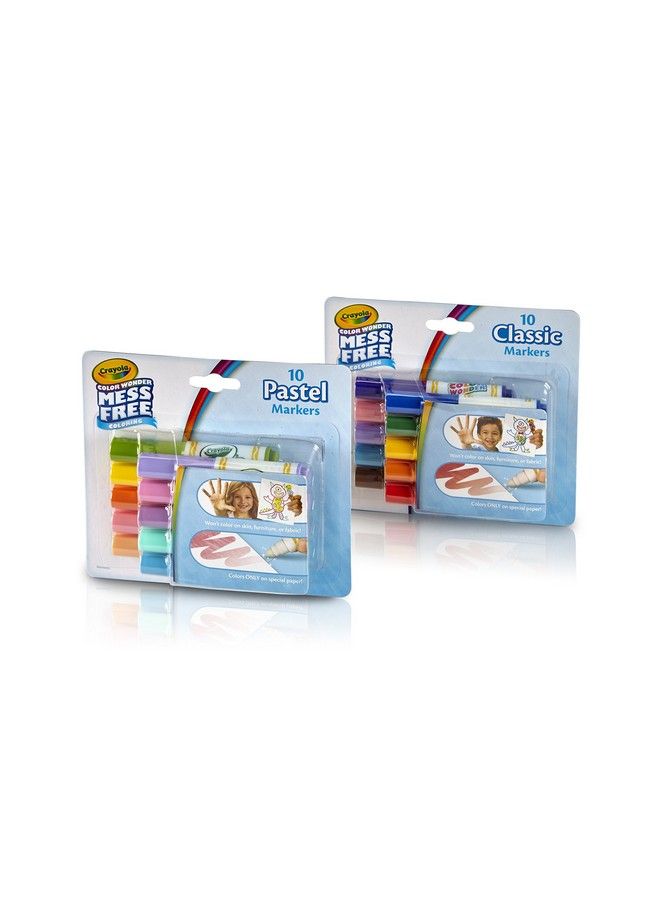 Crayola Color Wonder Markers Mess Free Coloring Classic & Pastel Colors (20 Count) (2 Pack ) - Image 1