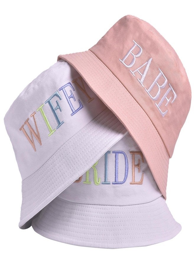 Erying Wifey Bucket Hat for Bachelorette Party Embroidered Sun Hat Bridal Shower Bride to be Gift White - Image 5