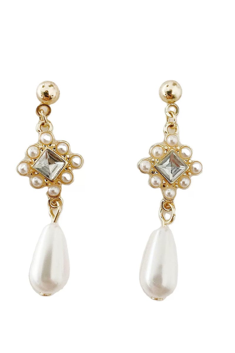 Goolsky Pearl & Cubic Zirconia Earrings for Women – Elegant Stud Earrings, Dainty Jewelry Gift  - Image 1