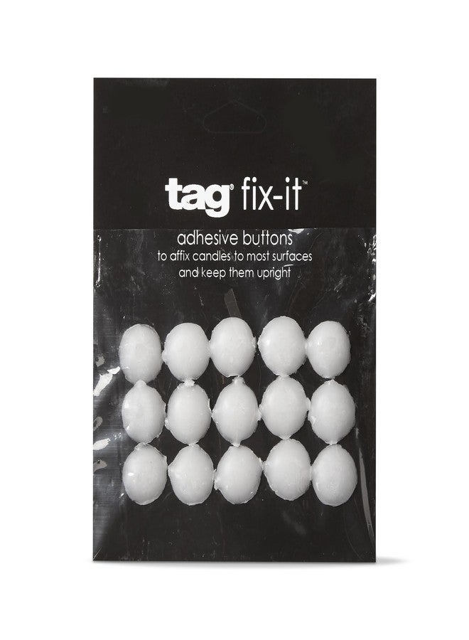 TAG Fix-It Buttons Candle Sticky Dots Pack 15 pc Flat Surface Adhesive Candle Adapter Buttons Home Living Room End Table Fireplace Mantle Table Tabletop Decorative Accessories White - Image 1