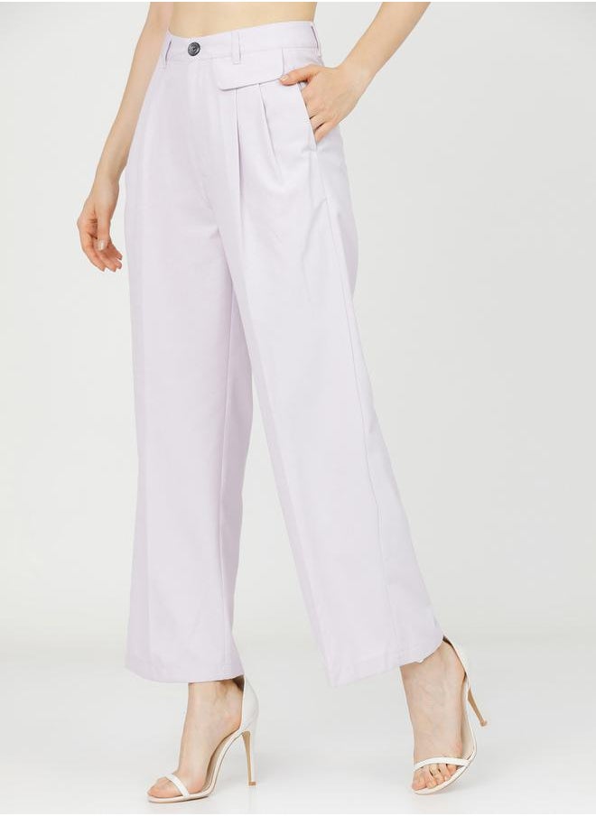 Tokyo Talkies Flap Detail Straight Fit Pleated Trousers by Styli  - Image 2