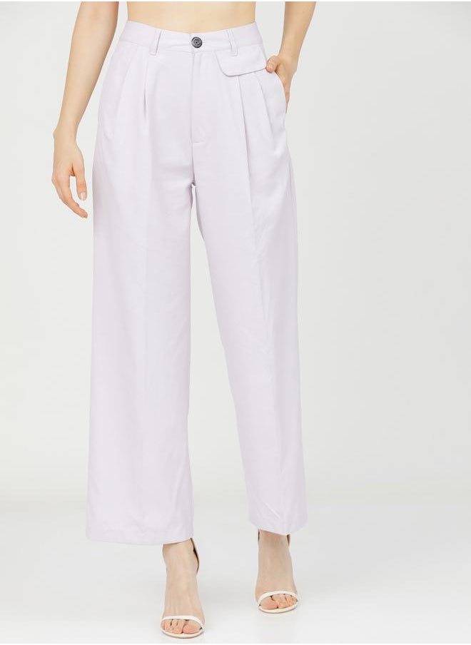 Tokyo Talkies Flap Detail Straight Fit Pleated Trousers by Styli  - Image 1