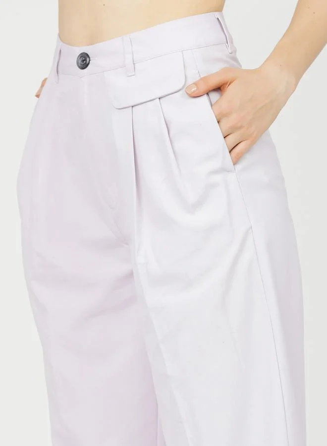 Tokyo Talkies Flap Detail Straight Fit Pleated Trousers by Styli