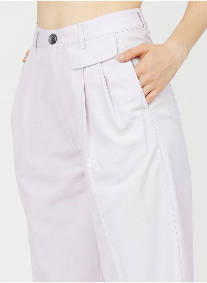 Tokyo Talkies Flap Detail Straight Fit Pleated Trousers by Styli  - Image 4