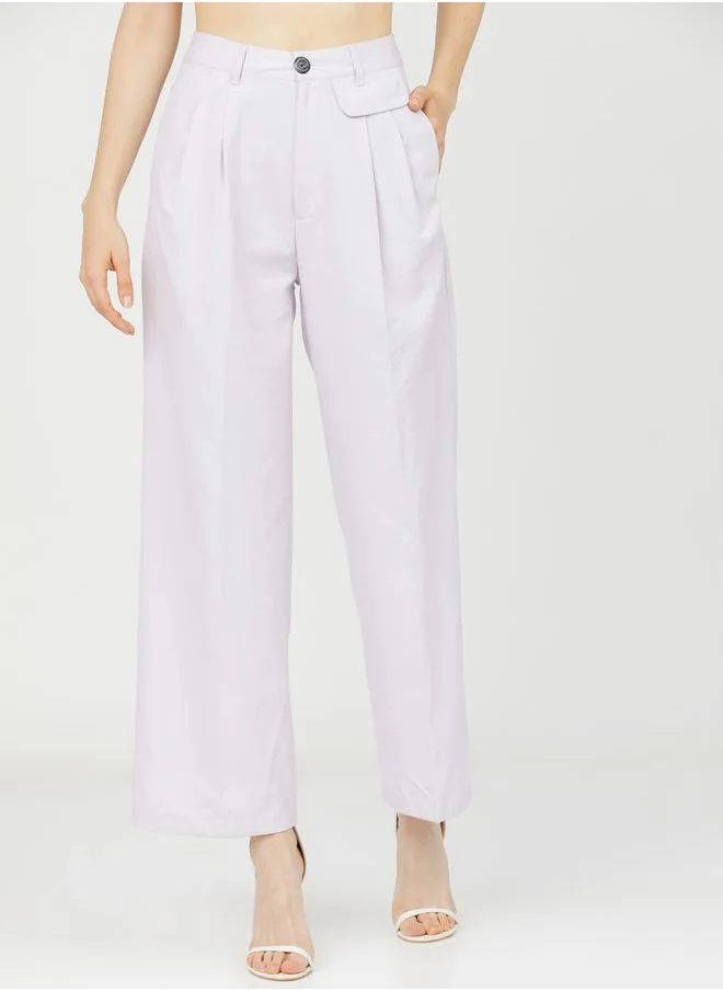 طوكيو توكيز Flap Detail Straight Fit Pleated Trousers