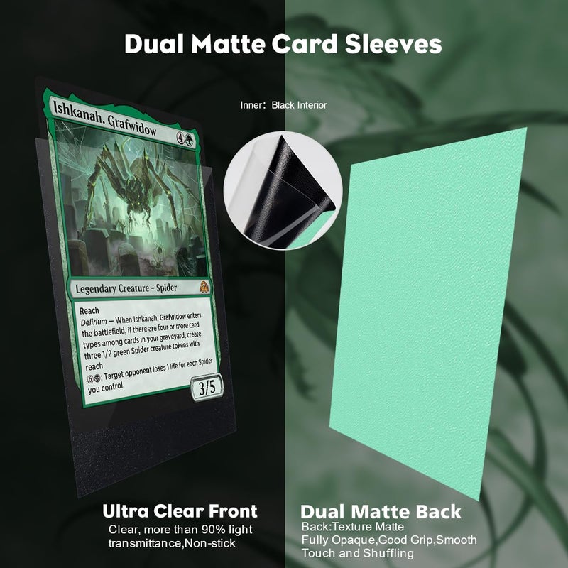 Katomula Eucalyptus Green Dual Matte Card Sleeves, Katomula Card Sleeves for MTG, Standard Card Sleeve for MTG, PKM, Flesh & Blood - Image 3