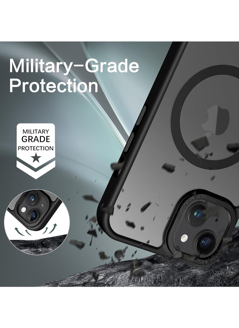 Generic - Magnetic Case for iPhone 14/13 6.1 Inch Case Translucent Matte Phone Case Slim Thin Shockproof Anti-Yellow Women Men Girls Boys Protective Cover (Black) - Image 1