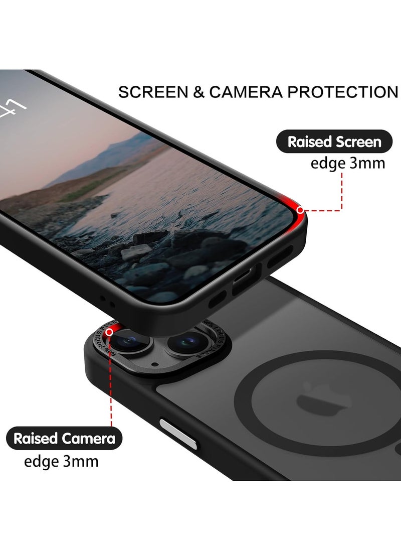 Generic - Magnetic Case for iPhone 14/13 6.1 Inch Case Translucent Matte Phone Case Slim Thin Shockproof Anti-Yellow Women Men Girls Boys Protective Cover (Black) - Image 1