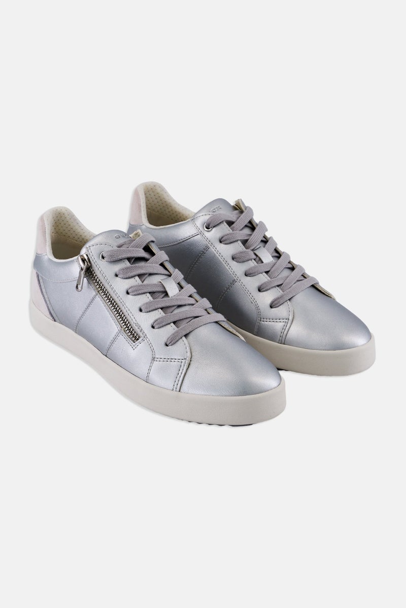 GEOX Women Blomiee Lace Up Casual Shoes, Silver  - Image 1