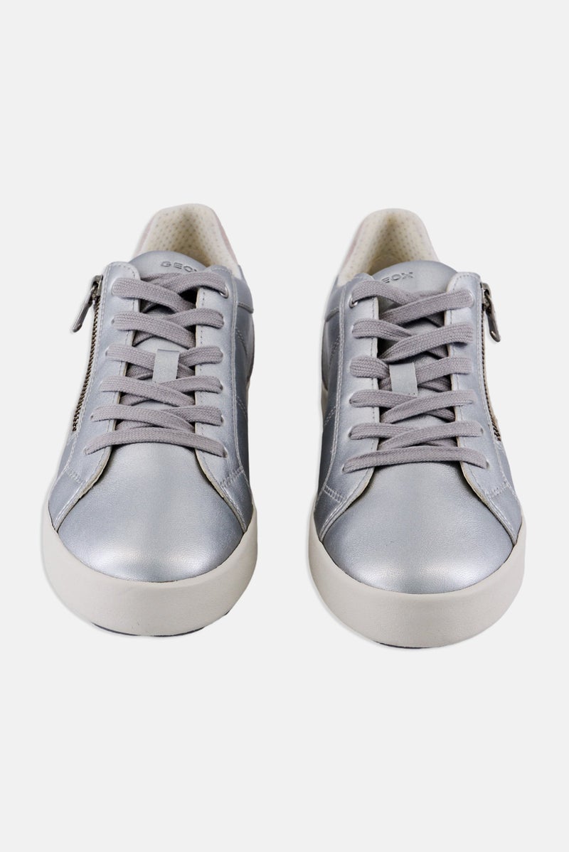 GEOX Women Blomiee Lace Up Casual Shoes, Silver  - Image 4