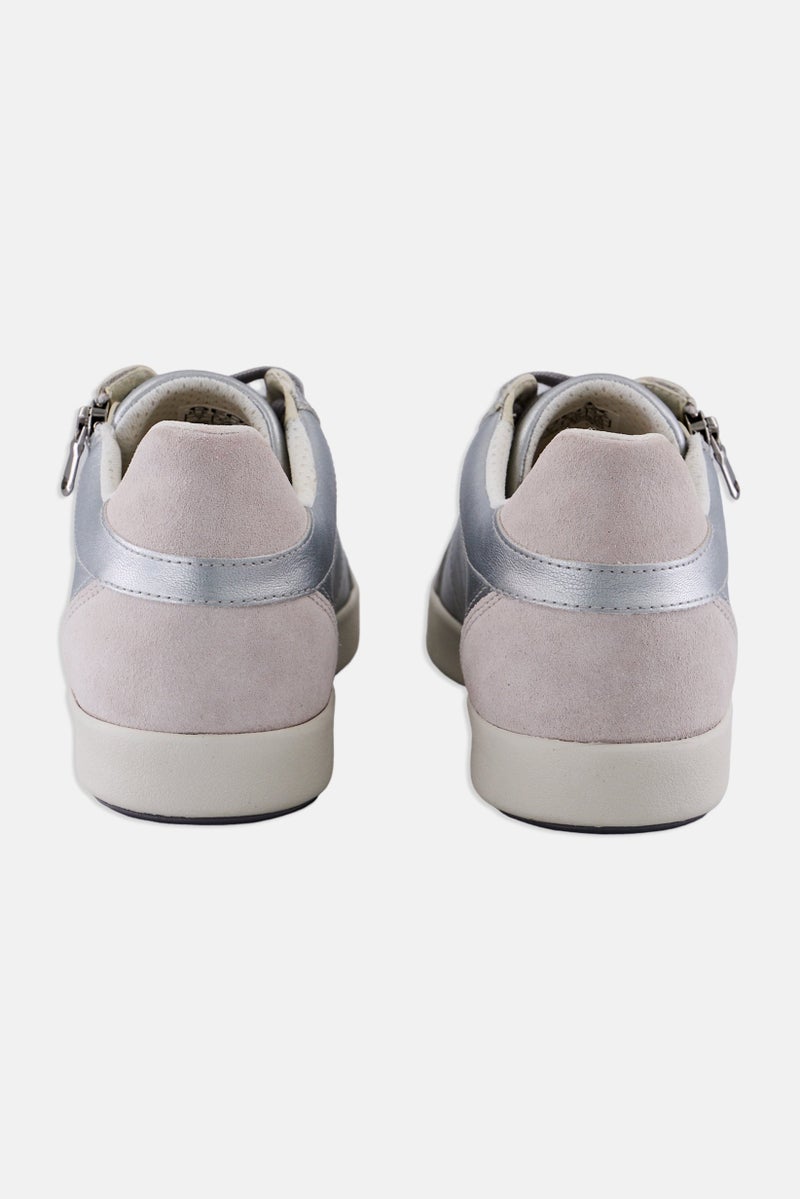 GEOX Women Blomiee Lace Up Casual Shoes, Silver  - Image 2