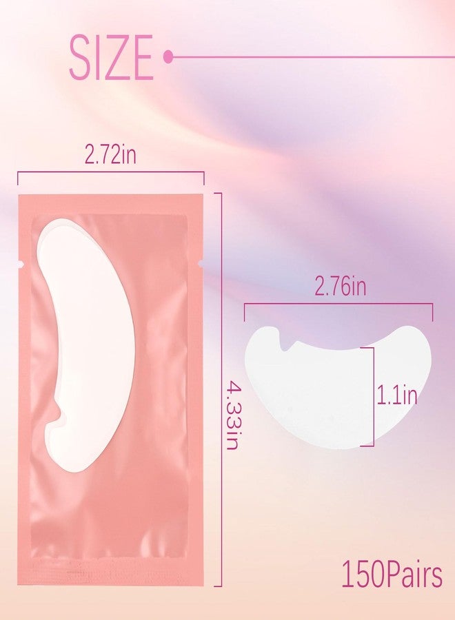 Mekupeu 150 Pairs Under Eye Pads, Eyelash Extension 100% Natural Hydrogel Patch Lash Gel Pad for Extensions supplies, Beauty Makeup Mask Kit (Pink - Image 2