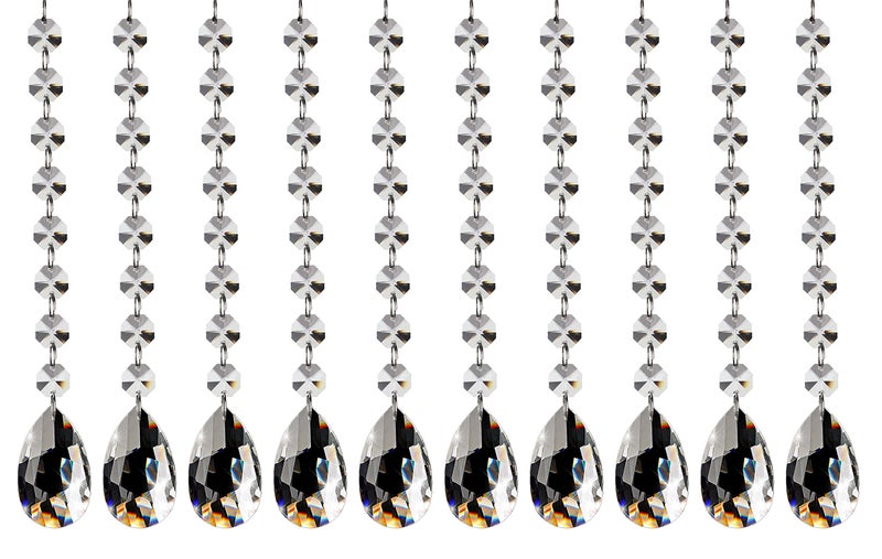 Fushing Teardrop Crystal Strands 1ft Hanging Crystal Beads Chain Garland Chandelier Pendants Parts Glass Beads