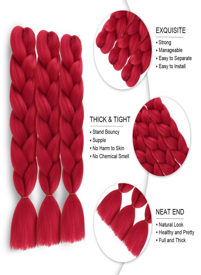 SuCoo Braiding Hair Red Hair Extensions High Temperature Twist Crochet Hair Braids 3Pcs/Lot 24 Inche (A12) - Image 2